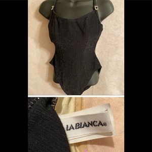 LaBlanca Sz12 Women 1 pc Black Metallic Swimsuit